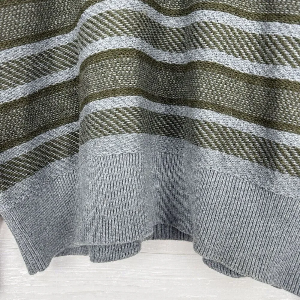 Banana Republic Men XL Traveler Stripe Shawl Collar Pullover Sweater Gray Cotton
